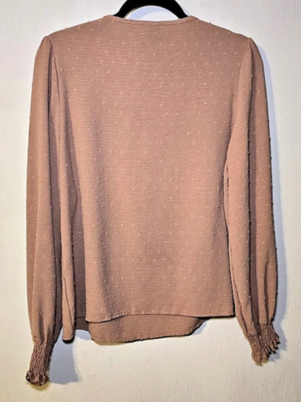 SHEIN Lace Neck Long Sleeve Blouse in Pink Size XL Like New